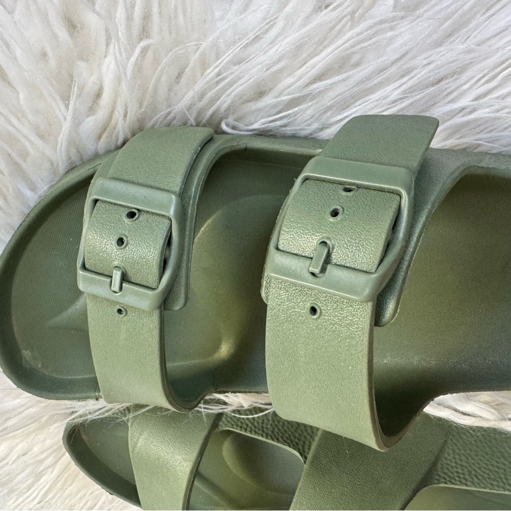 Olive Sage Green Slide Sandals - Picture 4 of 8